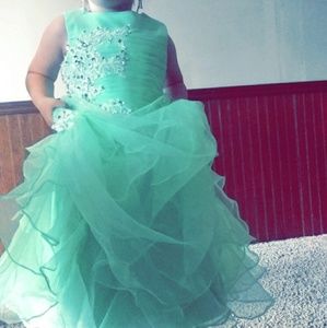 Formal Sea Green Girls Dress.